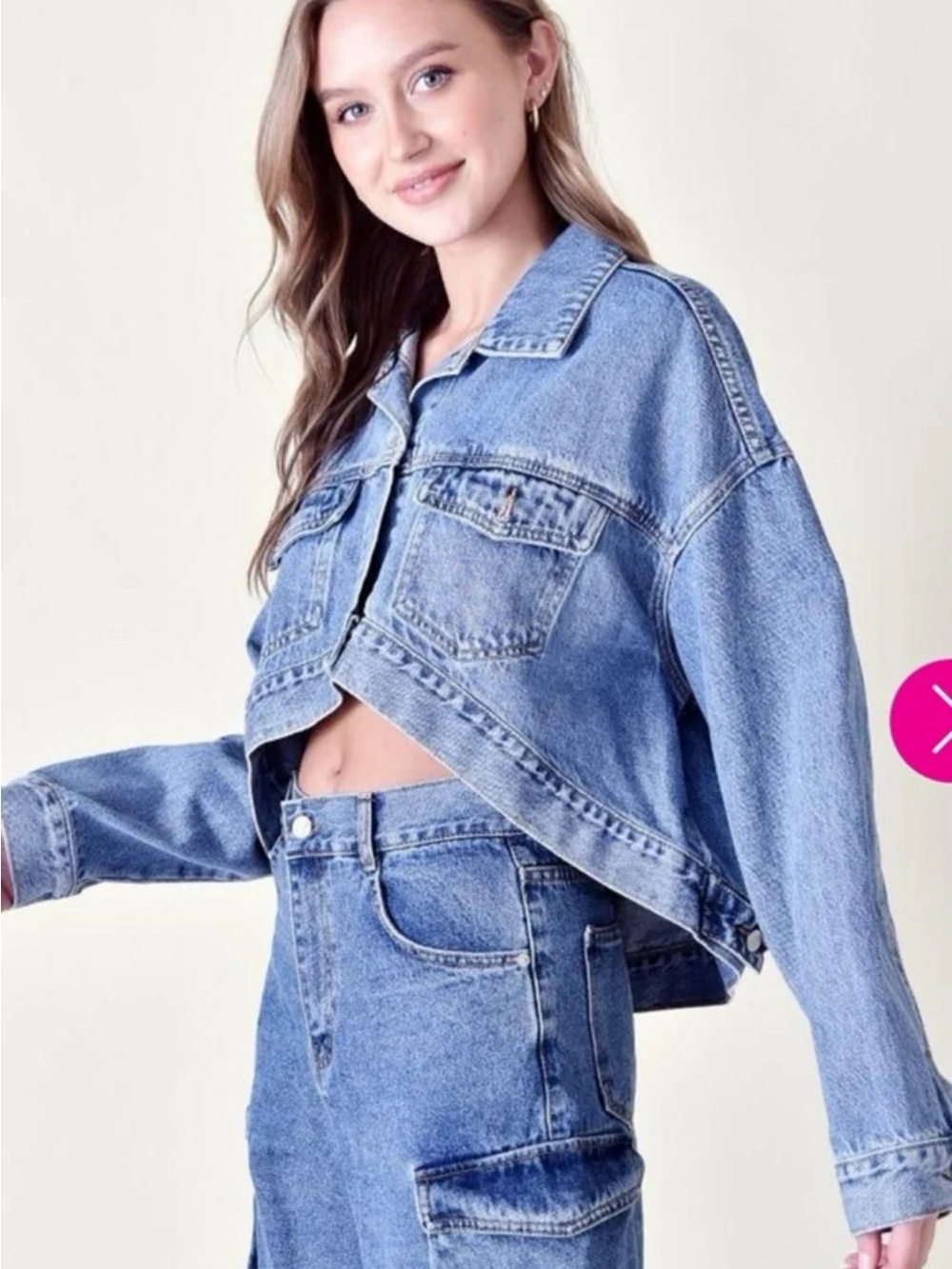 NWT Fore Lana High-Low Denim Jacket – Modern Minimalist Chic size Medium - Picture 8 of 12